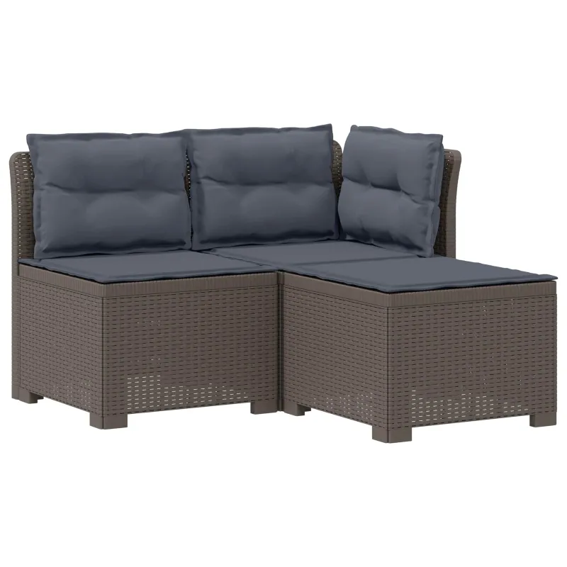 3-vietė sodo sofa su pagalvėlėmis, Rattan išvaizda PP