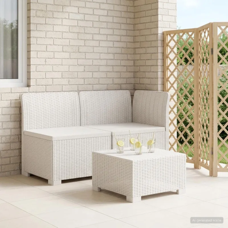 2-Vietis Sodo Sofas, Atrodo kaip Ratano PP Balta