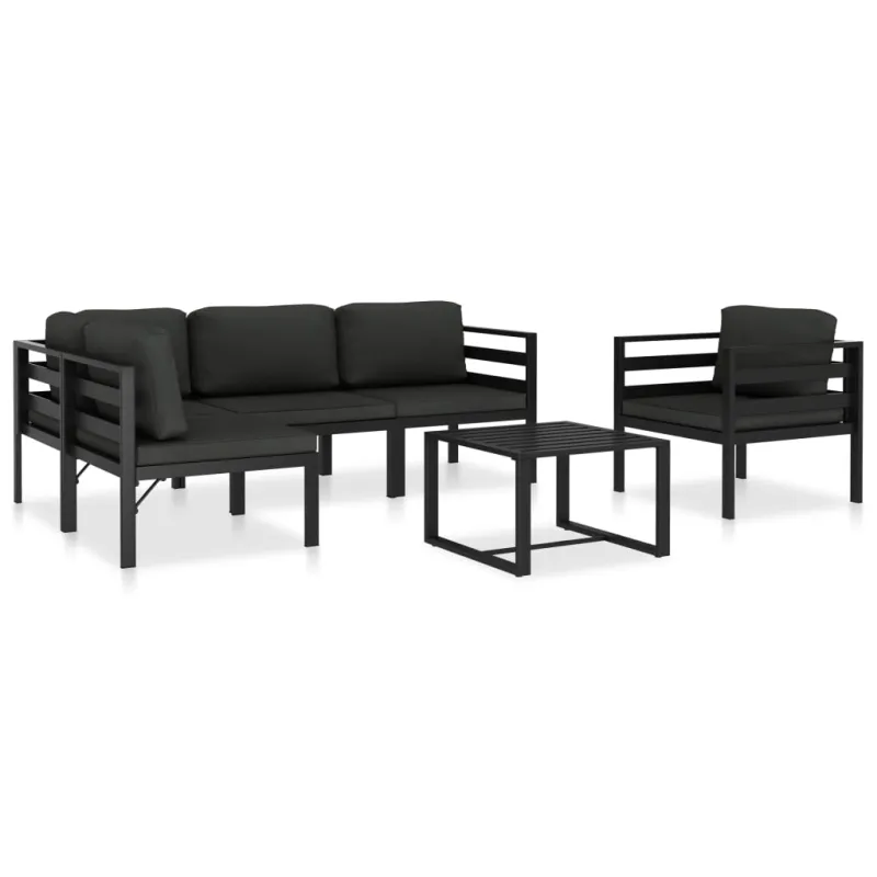 Lomakokonaisuus tyynyine, 6 osaa, antrasiitti, alumiiniini