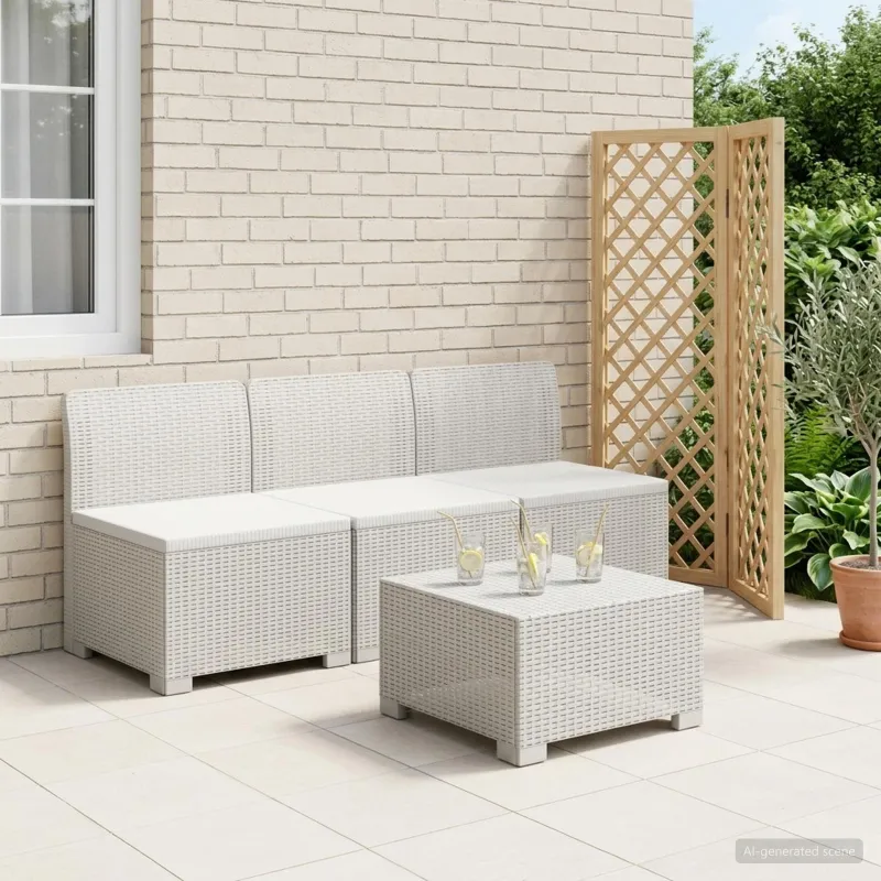3- vietis Sodas Sofas Ratanas PP Balta