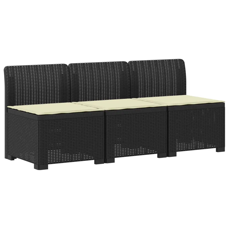 3-vietė sodo sofa su pagalvėlėmis, Rattan išvaizda PP Antracito