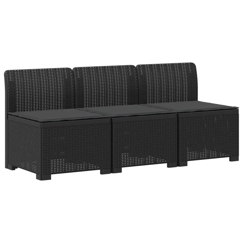 3-vietė sodo sofa su pagalvėlėmis, Rattan išvaizda PP Antracito