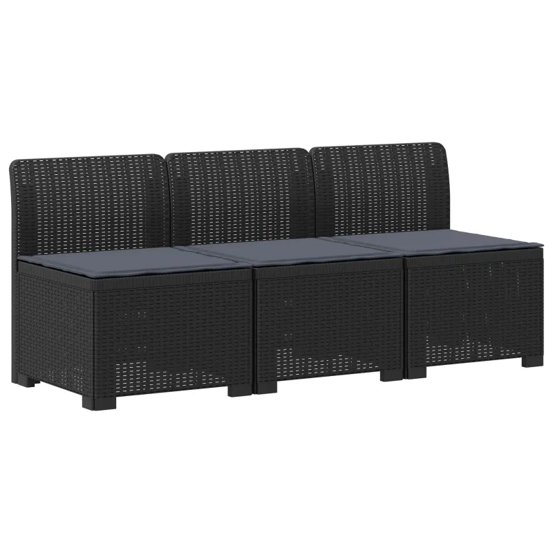 3-vietė sodo sofa su pagalvėlėmis, Rattan išvaizda PP Antracito