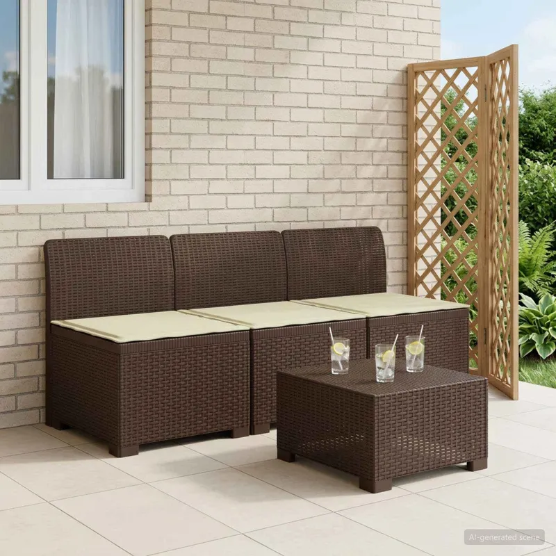 3-vietė sodo sofa su pagalvėlėmis, Rattan išvaizda PP Ruda