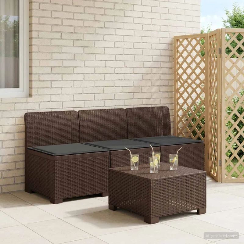 3-vietė sodo sofa su pagalvėlėmis, Rattan išvaizda PP Ruda