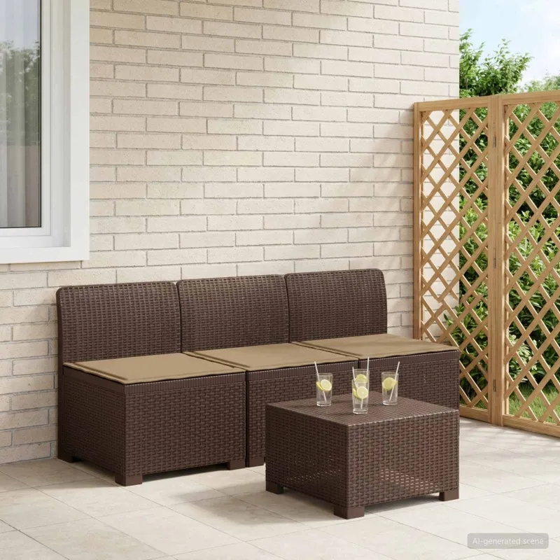 3-vietė sodo sofa su pagalvėlėmis, Rattan išvaizda PP Ruda
