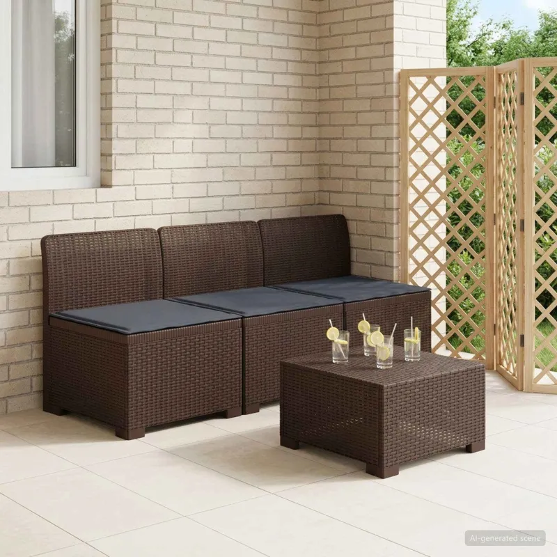 3-vietė sodo sofa su pagalvėlėmis, Rattan išvaizda PP Ruda