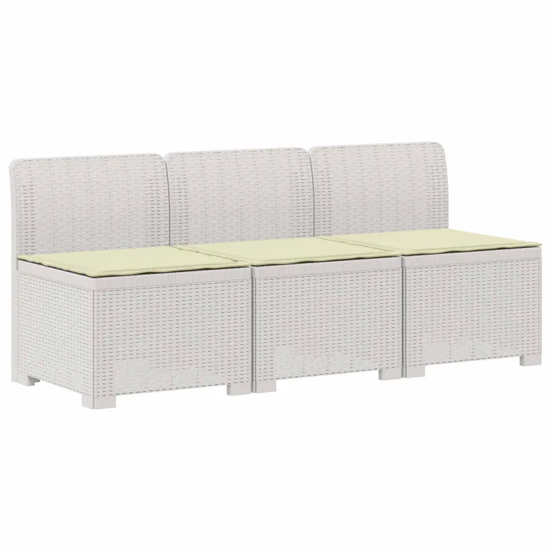 3-vietė sodo sofa su pagalvėlėmis, Rattan išvaizda PP Balta