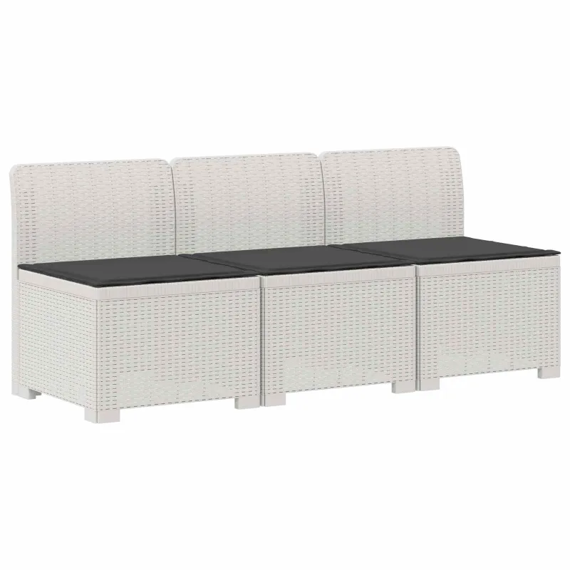 3-vietė sodo sofa su pagalvėlėmis, Rattan išvaizda PP Balta