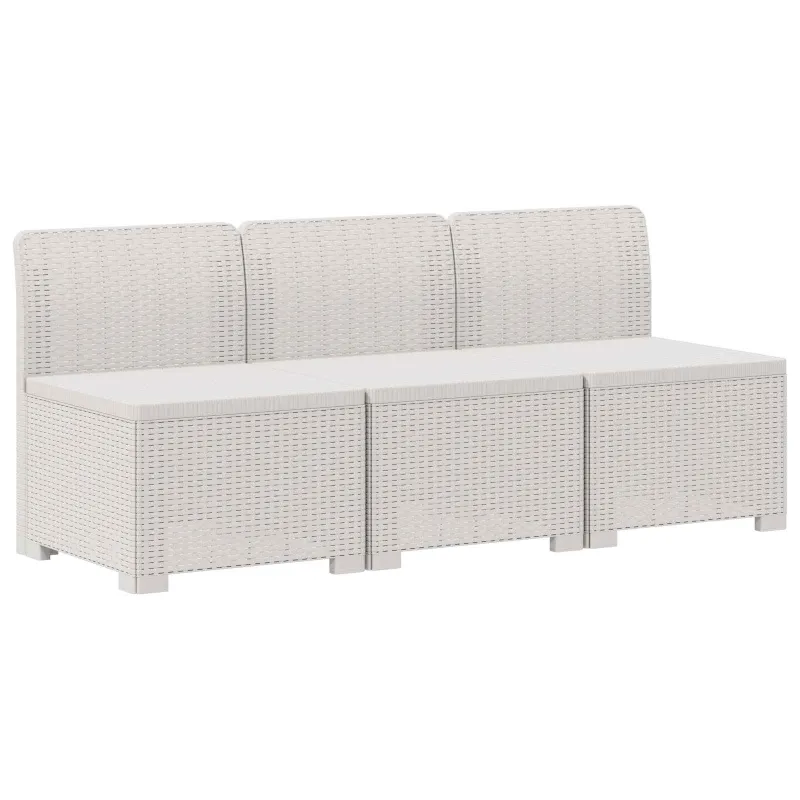 3-vietė sodo sofa su pagalvėlėmis, Rattan išvaizda PP Balta