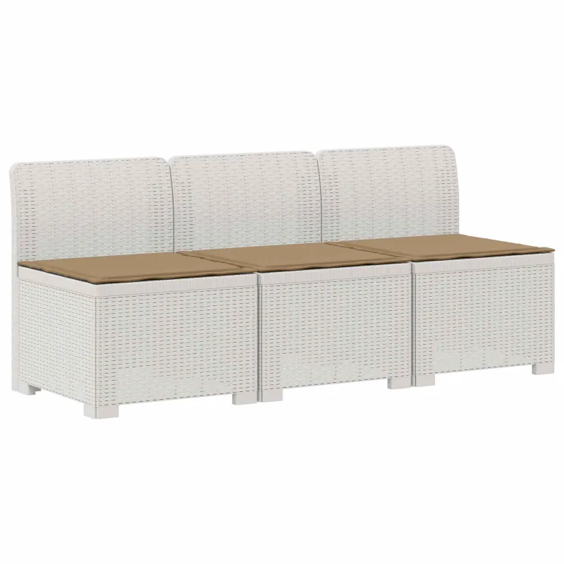 3-vietė sodo sofa su pagalvėlėmis, Rattan išvaizda PP Balta
