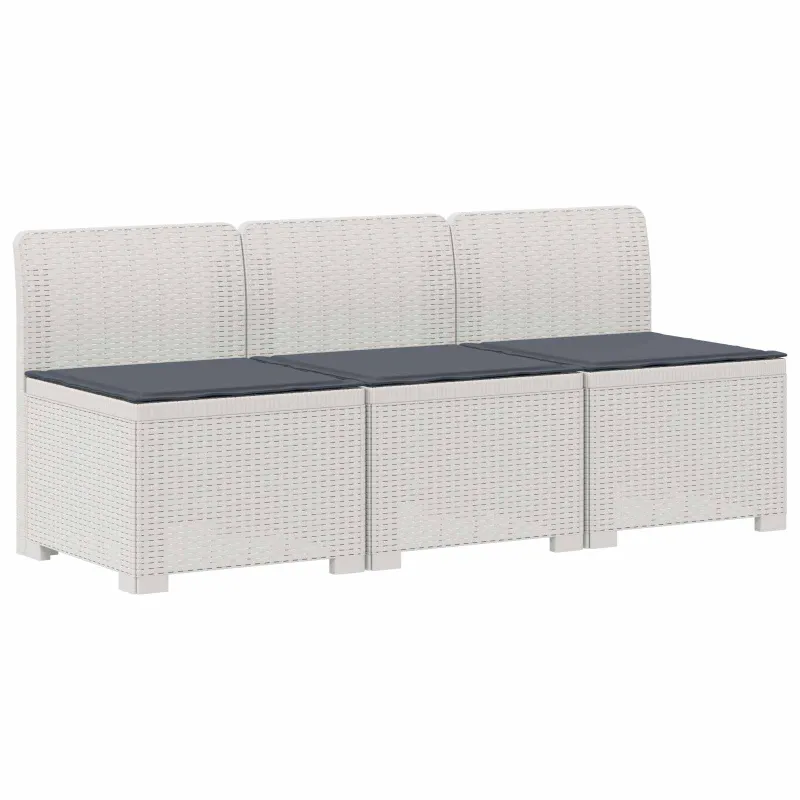 3-vietė sodo sofa su pagalvėlėmis, Rattan išvaizda PP Balta
