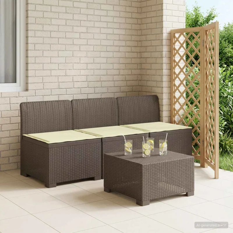 3-vietė sodo sofa su pagalvėlėmis, Rattan išvaizda PP