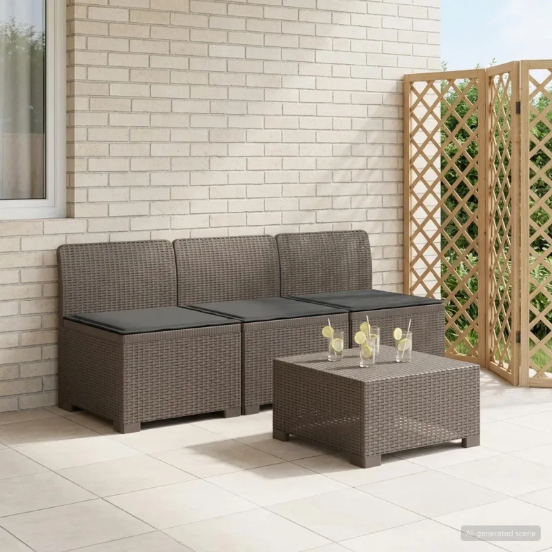 3-vietė sodo sofa su pagalvėlėmis, Rattan išvaizda PP