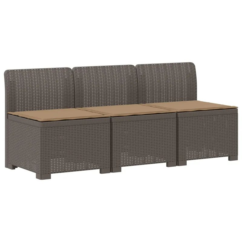 3-vietė sodo sofa su pagalvėlėmis, Rattan išvaizda PP