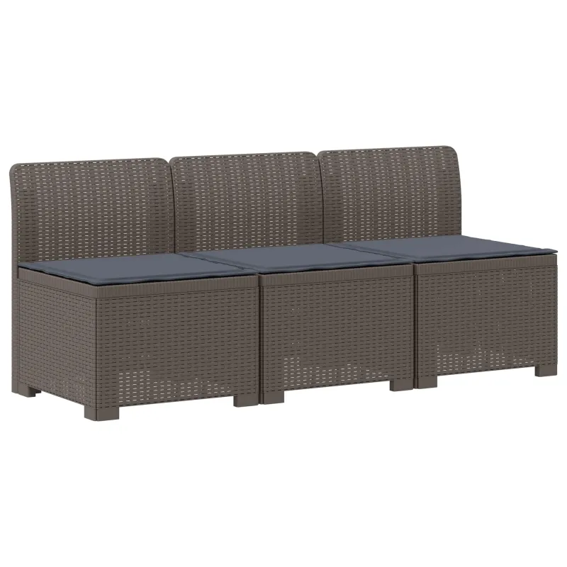 3-vietė sodo sofa su pagalvėlėmis, Rattan išvaizda PP