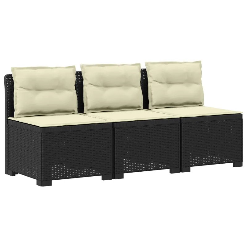 3-vietė sodo sofa su pagalvėlėmis, Rattan išvaizda PP Antracito