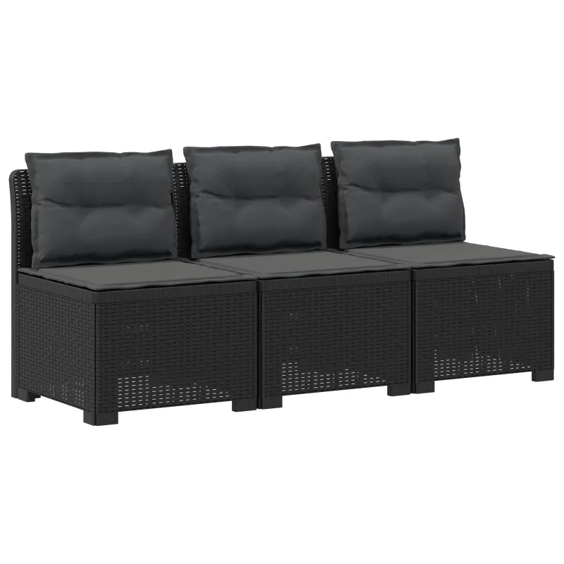 3-vietė sodo sofa su pagalvėlėmis, Rattan išvaizda PP Antracito