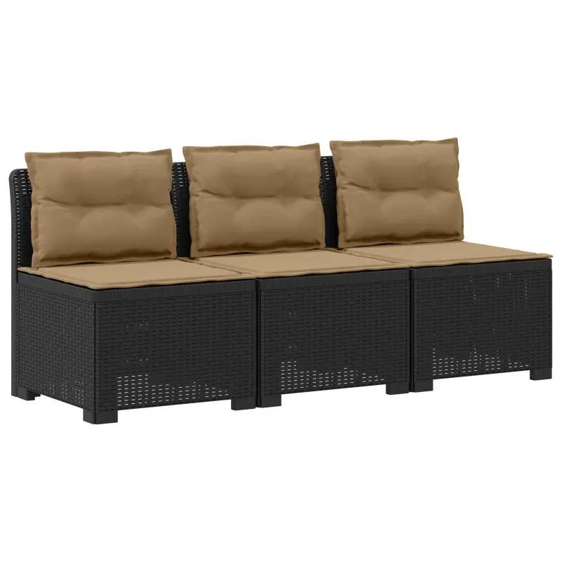3-vietė sodo sofa su pagalvėlėmis, Rattan išvaizda PP Antracito