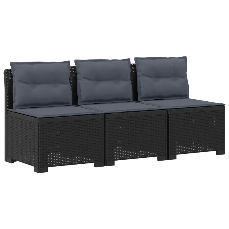 3-vietė sodo sofa su pagalvėlėmis, Rattan išvaizda PP Antracito