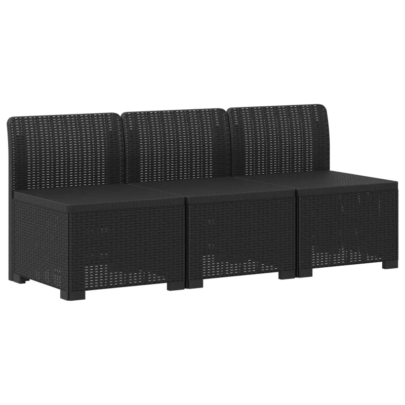 3-vietė sodo sofa su pagalvėlėmis, Rattan išvaizda PP Antracito