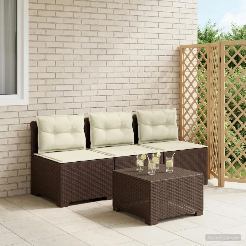 3-vietė sodo sofa su pagalvėlėmis, Rattan išvaizda PP Ruda