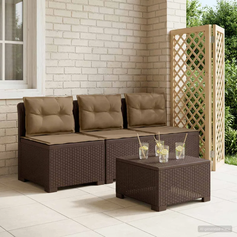 3-vietė sodo sofa su pagalvėlėmis, Rattan išvaizda PP Ruda