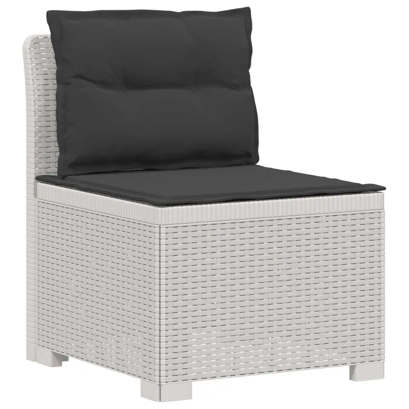 3-vietė sodo sofa su pagalvėlėmis, Rattan išvaizda PP Balta