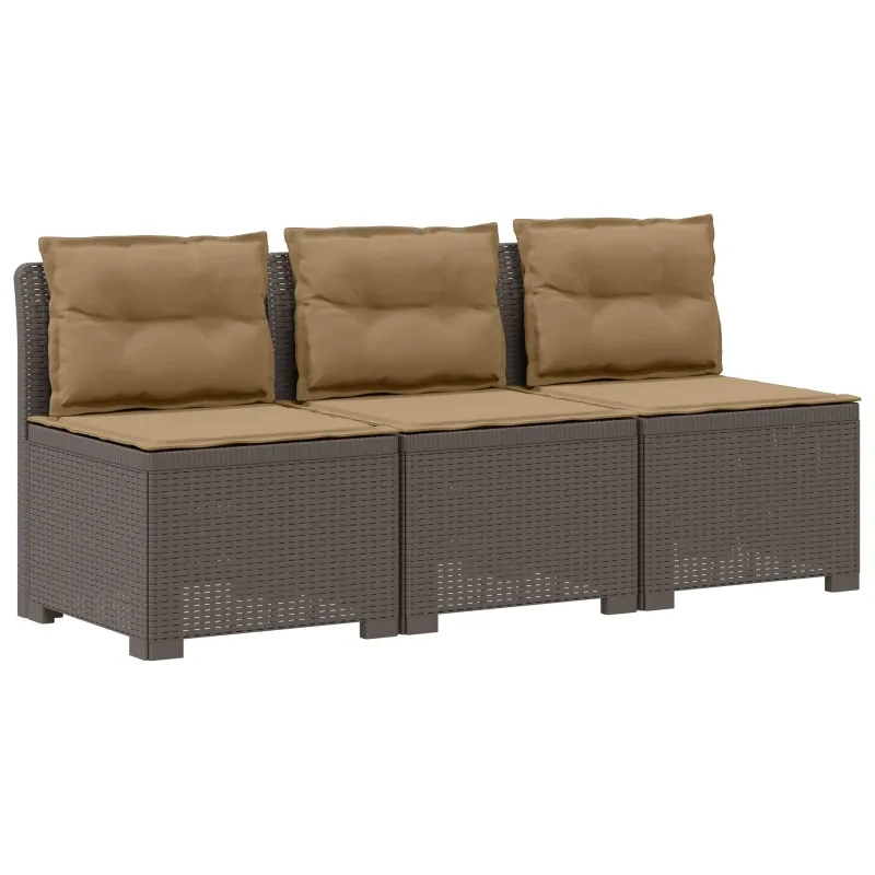 3-vietė sodo sofa su pagalvėlėmis, Rattan išvaizda PP