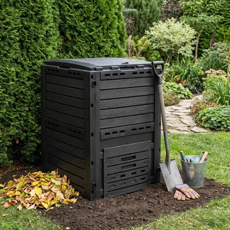 Sodo kompostinė Juoda 59,5 x 60 x 81,5 cm 280 l 100% PP