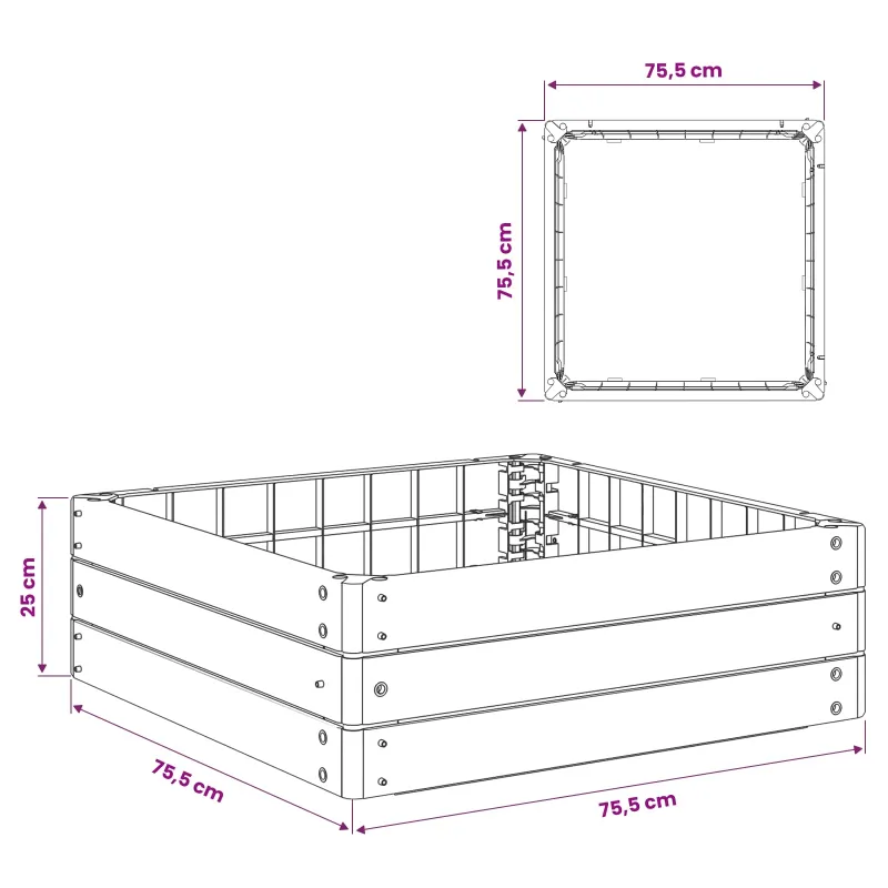 Pakelta lova Juoda 75,5 x 75,5 x 25 cm PP