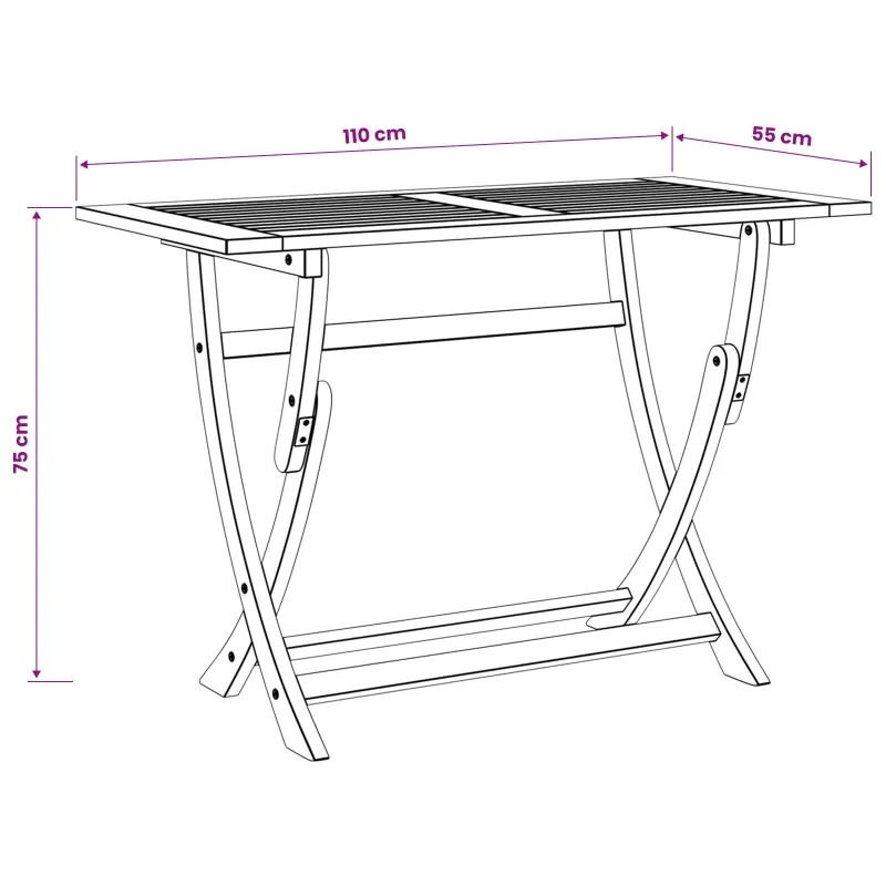 Sidnėjaus stačiakampis stalas Ruda 110 x 55 x 75 cm