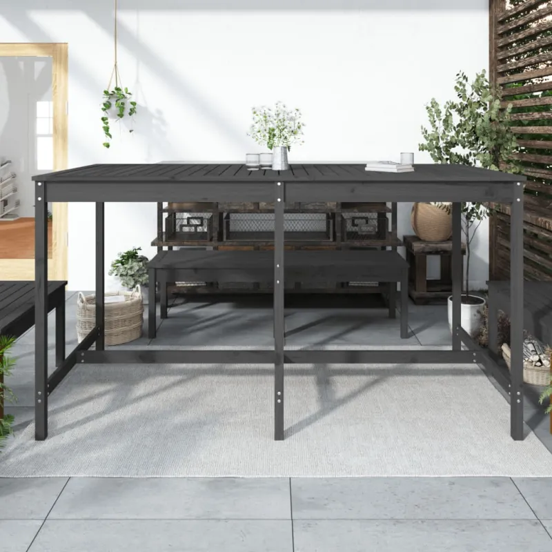 Sodo pöytä, harmaa, 203,5x90x110cm, mäntypuuta massiivia