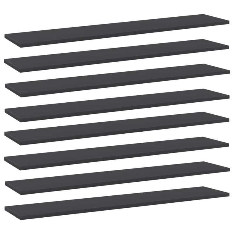 Knygų lentynos plokštės, 8vnt., pilkos, 100x20x1,5cm, MDP