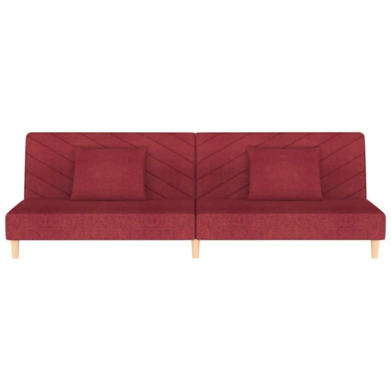 Dvivietė sofa-lova su dvejomis pagalvėmis, vyno, audinys