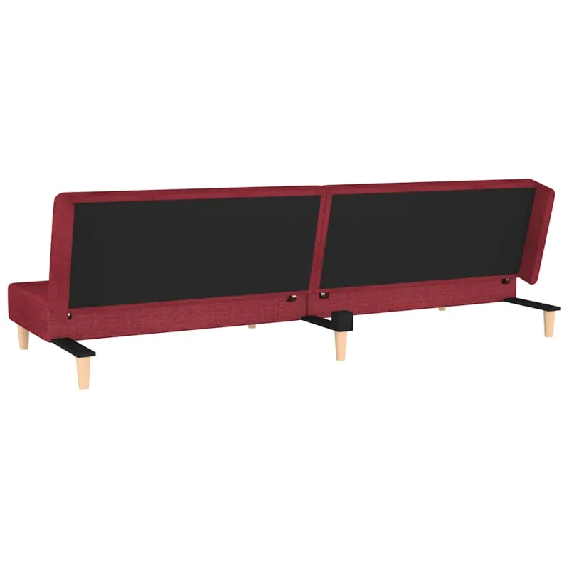 Dvivietė sofa-lova su dvejomis pagalvėmis, vyno, audinys