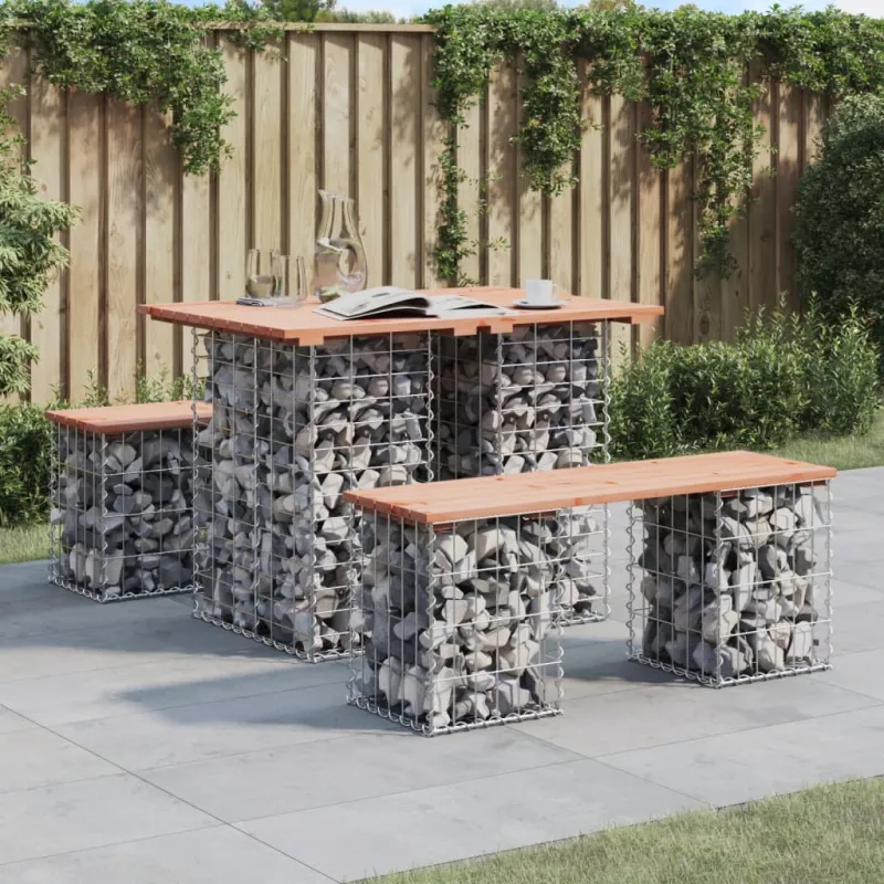 Sodo pöytä, gabion-tyylinen, 100x70x72 cm, Douglas-puuta