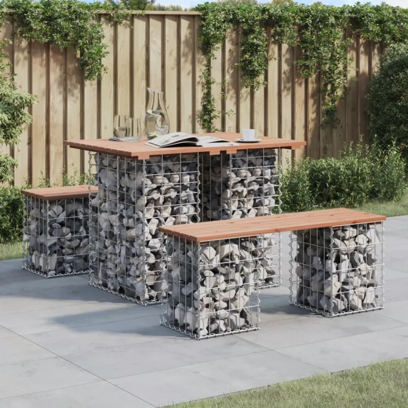 Sodo pöytä, gabion-tyylinen, 100x70x72 cm, Douglas-puuta