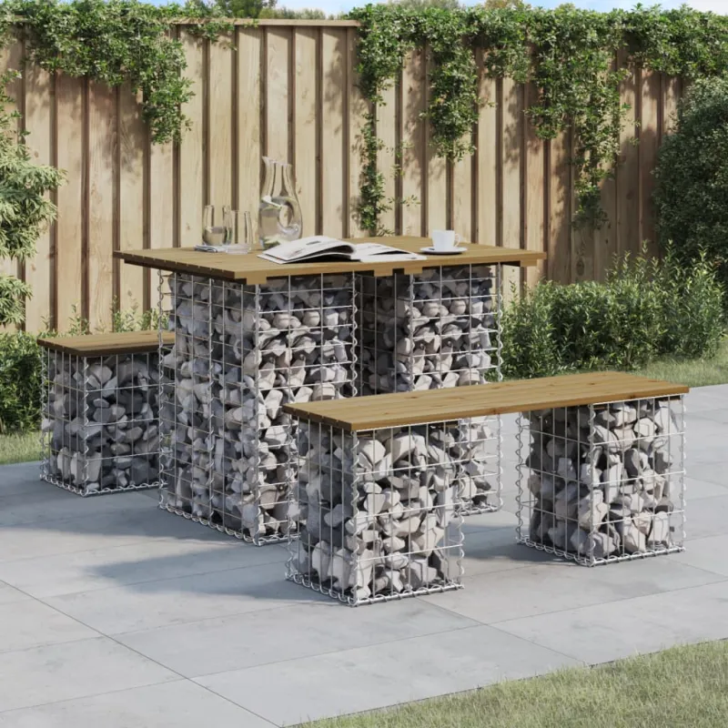 Sodo pöytätaso, gabion-tyylinen muotoilu, 100x70x72 cm, kyllästetty mäntypuu
