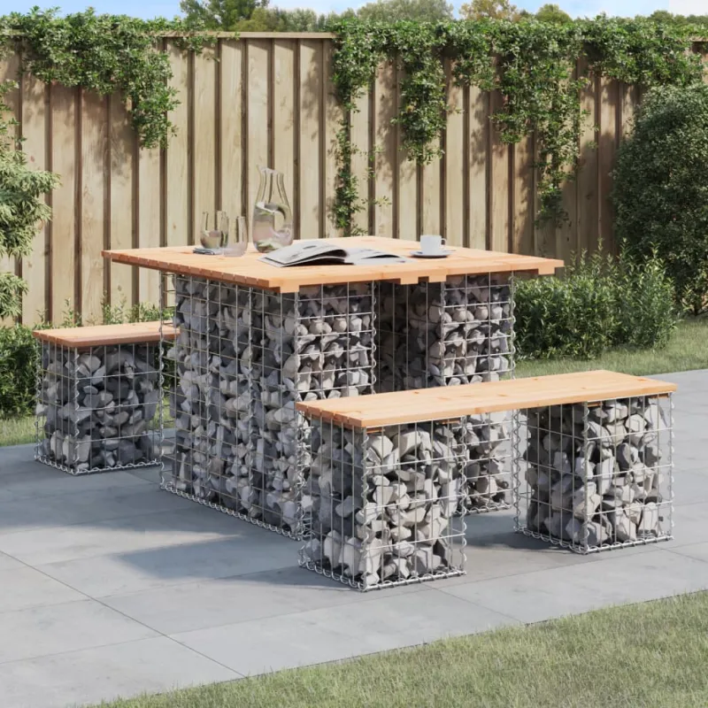 Soodan pöytätaso, gabion-tyylinen, 100x102x72 cm, mäntypuuta massiivia