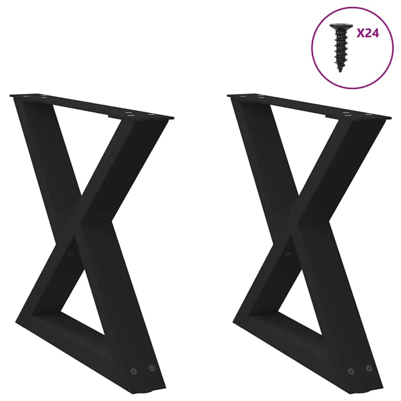 Kavos staliuko kojelės, 2 vnt., juodos, 50x(42-43,3) cm, plienas