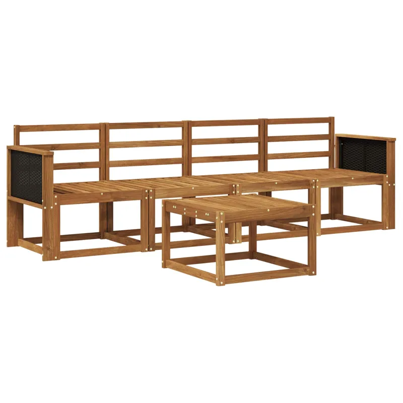 Lauko sofos komplektas 4 pcs Natūrali Kietos akacijos mediena