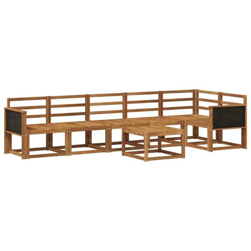 Lauko sofos komplektas 7 pcs Natūrali Kietos akacijos mediena