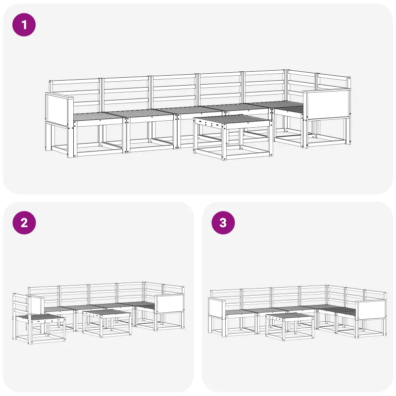 Lauko sofos komplektas 7 pcs Natūrali Kietos akacijos mediena