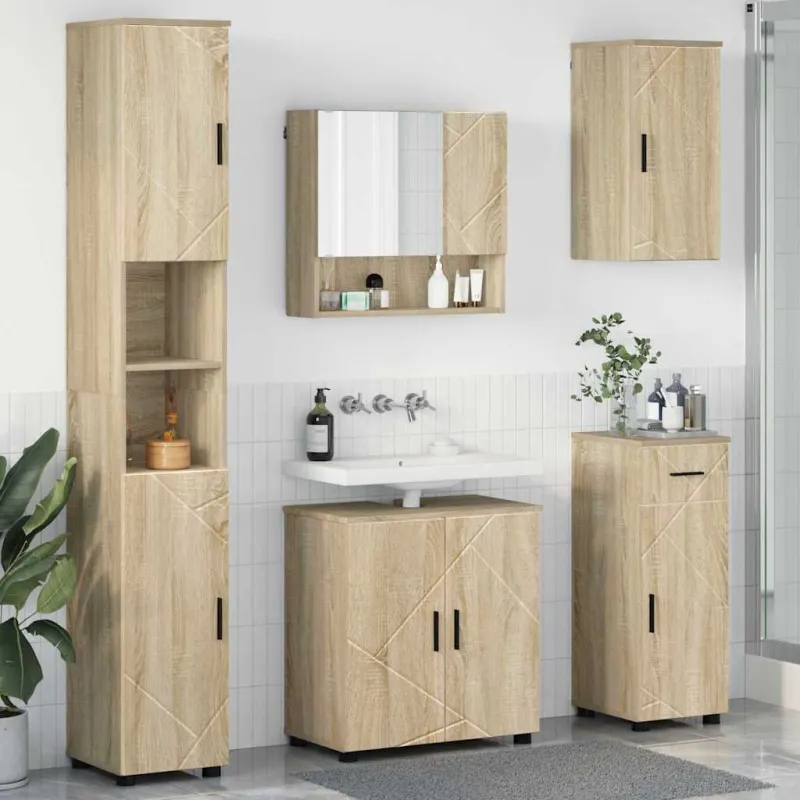 Vonios baldų rinkinys su stalčių 5 pcs Sonoma ąžuolas