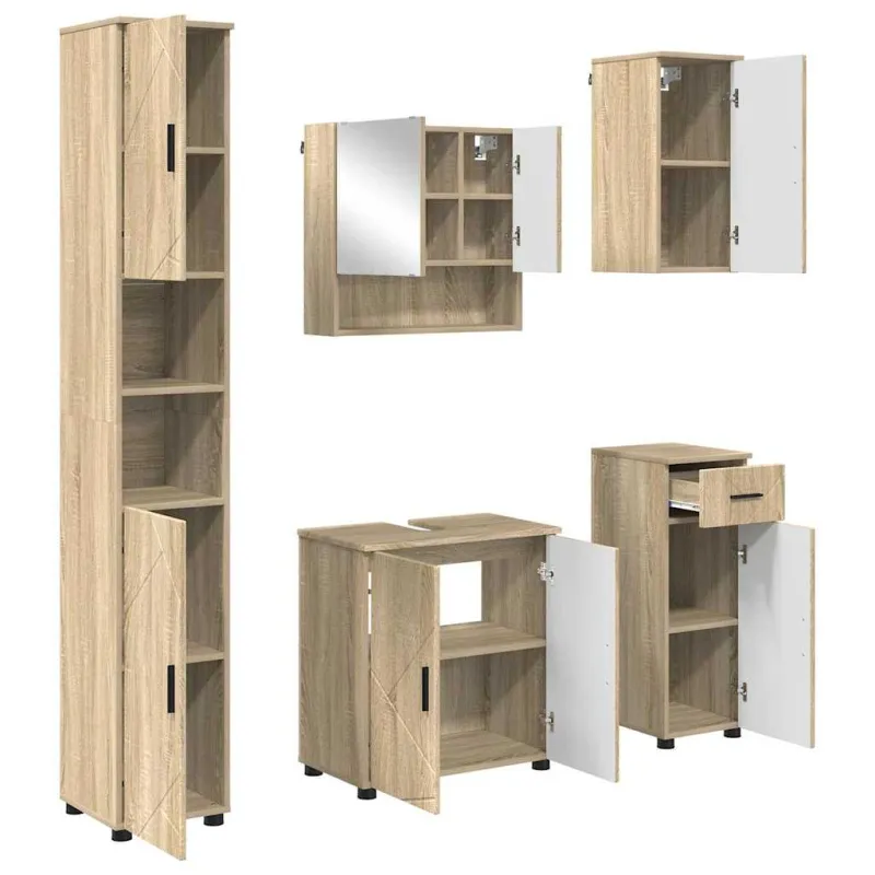 Vonios baldų rinkinys su stalčių 5 pcs Sonoma ąžuolas