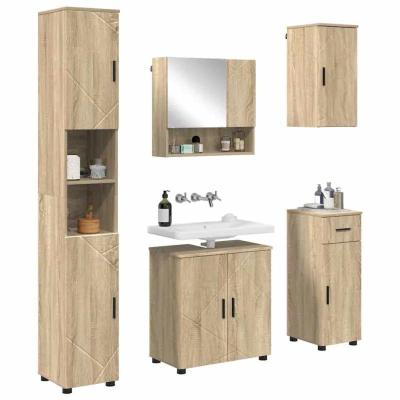 Vonios baldų rinkinys su stalčių 5 pcs Sonoma ąžuolas