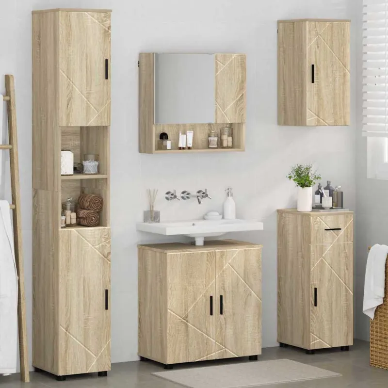 Vonios baldų rinkinys su stalčių 5 pcs Sonoma ąžuolas
