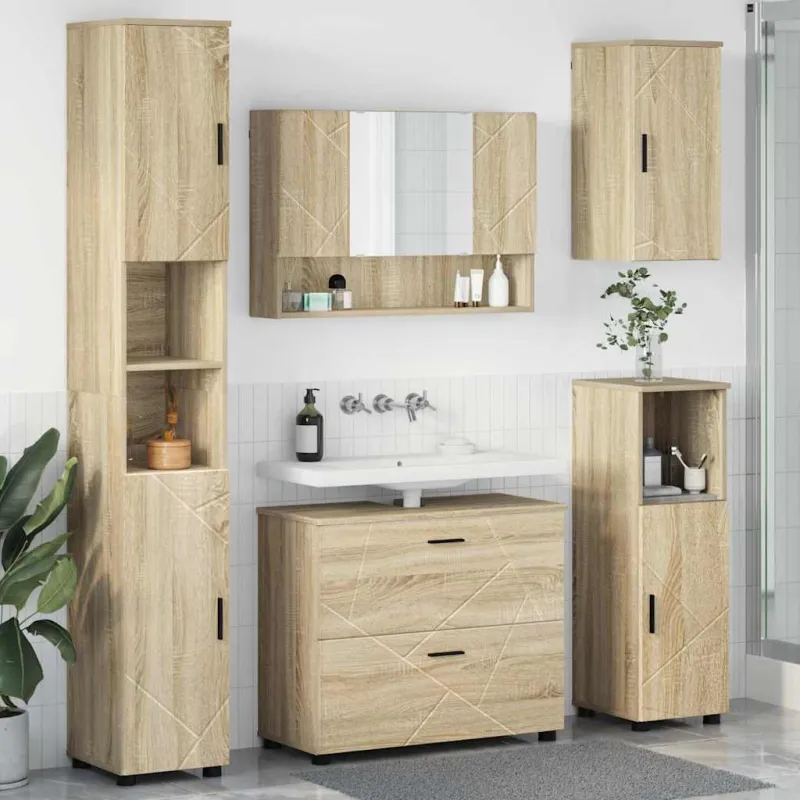 Vonios baldų rinkinys su stalčių 5 pcs Sonoma ąžuolas