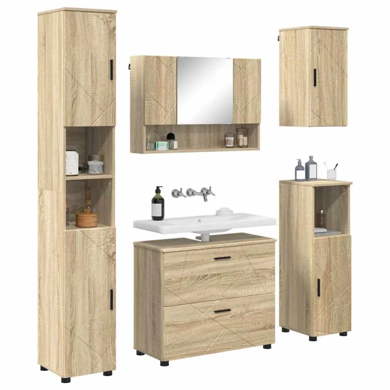 Vonios baldų rinkinys su stalčių 5 pcs Sonoma ąžuolas